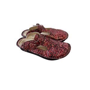 Alegria Womens Red Black Leather Buckle Mary Jane Shoes  EU 36 sz 5.5